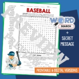 BASEBALL Word Search Puzzle Activity Vocabulary Worksheet 