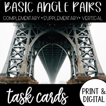 Preview of BASIC ANGLE PAIRS Task Cards Geometry