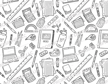 Preview of BASIC BACK-TO-SCHOOL SUPPLIES: Custom B+W Graphics and Icons