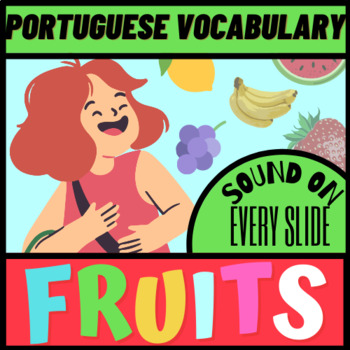 Preview of BASIC PORTUGUESE | FRUITS WORD GAME | BOOM CARDS