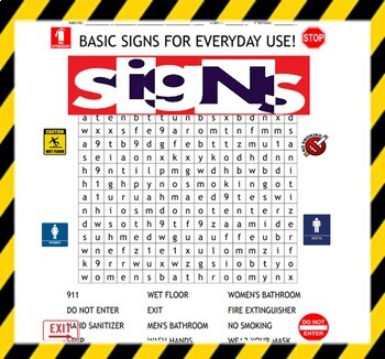 Preview of BASIC SAFETY SIGNS FOR EVERY DAY USE  (WORDS SEARCH )