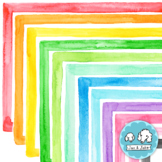 BASIC Watercolor Clipart Borders, Hand Painted Rainbow Cli
