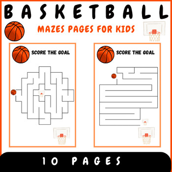 BASKETBALL MAZES PAGES PUZZLE WORKSHEETS ACTIVITIES FOR KIDS | TPT