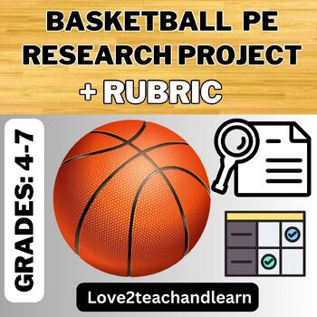 Preview of BASKETBALL PE Research Project with RUBRIC (Sports, Fitness & Health)