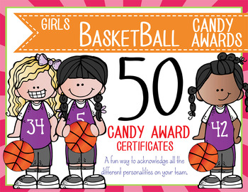 Preview of BASKETBALL - girls - Candy Award Certificates - editable MS Power Point