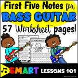 BASS GUITAR First Five Notes WORKSHEETS Beginner Band Musi