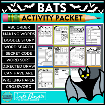 Preview of BATS ACTIVITY PACKET word search early finisher activities writing worksheets