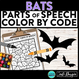 BATS color by code HALLOWEEN coloring page PARTS OF SPEECH