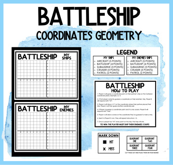 Preview of BATTLESHIP COORDINATES | GEOMETRY | MATH GAME PRINT AND PLAY