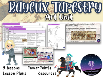 Preview of BAYEUX TAPESTRY Art Outstanding Unit - 4 lessons, PowerPoints, worksheets