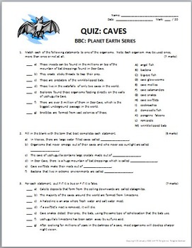 Planet Earth CAVES Video Quiz {Editable} by Tangstar Science