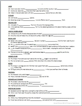 Planet Earth - FRESH WATER - Video Questions Worksheet Editable