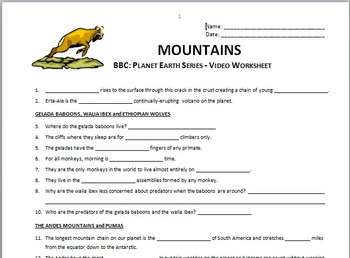 planet earth the future into the wilderness worksheet