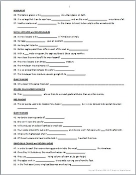 Planet Earth - MOUNTAINS - Video Questions Worksheet Editable | TpT