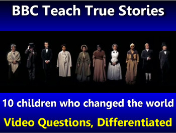 Preview of BBC Teach True Stories video question sheets, differentiated