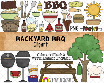 Preview of BBQ ClipArt -Barbecue Clipart - Picnic Clipart - Backyard Cookout
