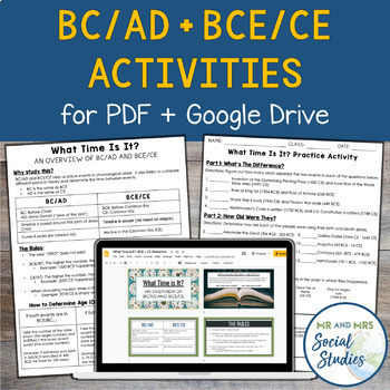 Preview of BC AD BCE CE Timeline Activity for Google Drive and PDF