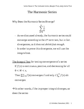 Preview of BC Calculus Series: The Harmonic Series, Integral Test, and p-series