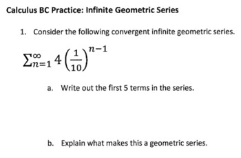 Preview of BC Calculus investigation: infinite series (geometric)