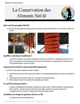 Preview of BC Curriculum Stó:lō Fish Preservation Indigenous Reading Activity French