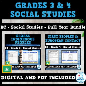 Preview of BC - Grade 3 & 4 Social Studies - FULL YEAR BUNDLE