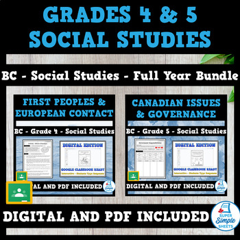 Preview of BC - Grade 4 & 5 Social Studies - FULL YEAR BUNDLE
