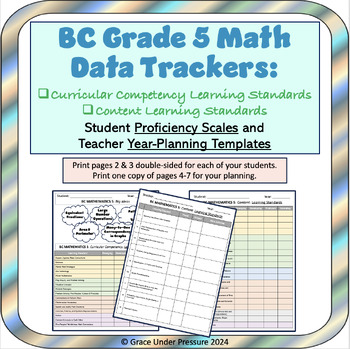 Preview of BC Grade 5 Math Data Trackers: Teacher Templates and Student Proficiency Scales
