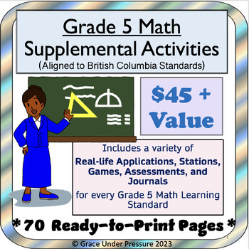 Preview of BC Grade 5 Math Worksheets, Projects, & Games: Full Year 70 Page Curriculum