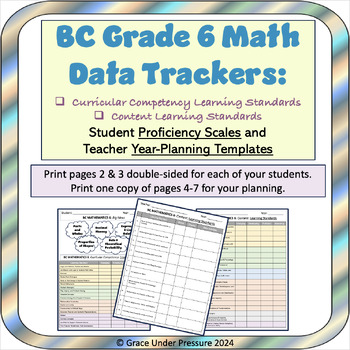 Preview of BC Grade 6 Math Data Trackers: Teacher Templates and Student Proficiency Scales