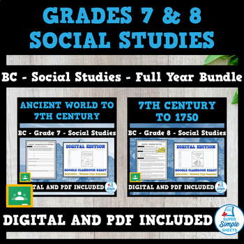 Preview of BC - Grade 7 & 8 Social Studies - FULL YEAR BUNDLE
