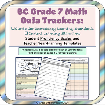Preview of BC Grade 7 Math Data Trackers: Teacher Templates and Student Proficiency Scales