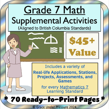 Preview of BC Grade 7 Math Worksheets, Projects, & Games: Full Year 68 Page Curriculum