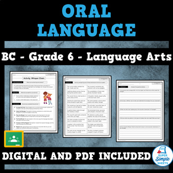 Preview of BC Language Arts ELA - Grade 6 - Oral Language
