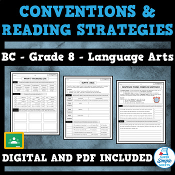 Preview of BC Language Arts ELA - Grade 8 - Conventions and Reading Strategies