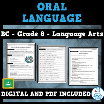 Preview of BC Language Arts ELA - Grade 8 - Oral Language