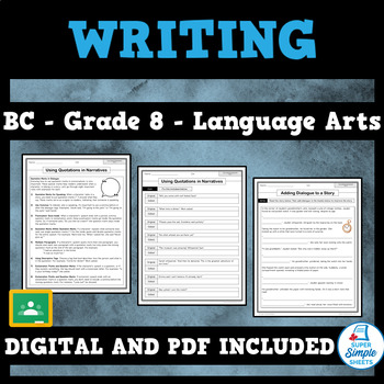 Preview of BC Language Arts ELA - Grade 8 - Writing