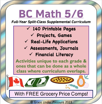 Preview of BC Math 5/6 : Full Year Split-Grade Math Curriculum: Worksheets, Projects, Games