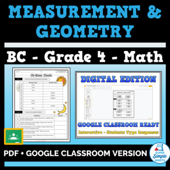 Preview of BC - Math - Grade 4 - Measurement Strand - GOOGLE AND PDF