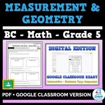 Preview of BC - Math - Grade 5 - Geometry and Measurement Strand - GOOGLE AND PDF