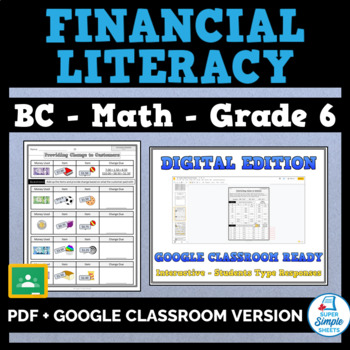 Preview of BC - Math - Grade 6 - Financial Literacy Strand - GOOGLE AND PDF