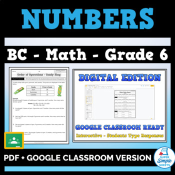 Preview of BC - Math - Grade 6 - Numbers Strand - GOOGLE AND PDF