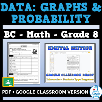 Preview of BC - Math - Grade 8 - Graphing and Probability Strand - GOOGLE AND PDF
