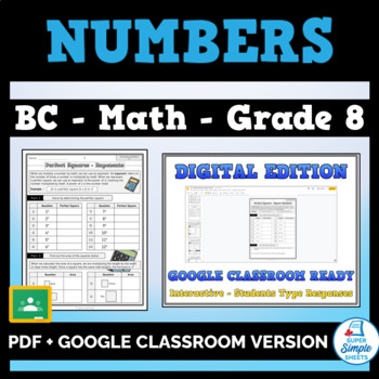 Preview of BC - Math - Grade 8 - Numbers Strand - GOOGLE AND PDF