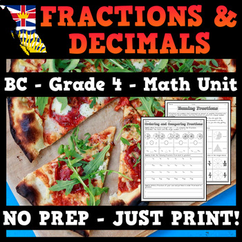 Preview of BC Math Unit - Fractions and Decimals - Grade 4 Full Unit - Distance Learning