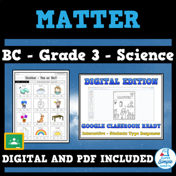 Preview of BC Science - Grade 3 - Understanding Matter