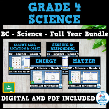 Preview of BC Science Grade 4 Full Year Bundle - Biomes, Senses, Energy, Matter, and Space