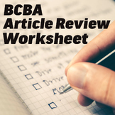 BCBA Article Review (Permanent Product for Supervision Hours)