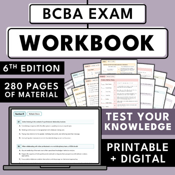 Preview of BCBA Exam Workbook | 6th Edition 2024 | ABA Behavior Analysis Certification
