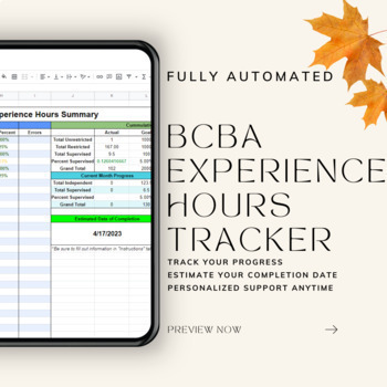 Preview of BCBA Experience Hours Tracker - 5th Edition