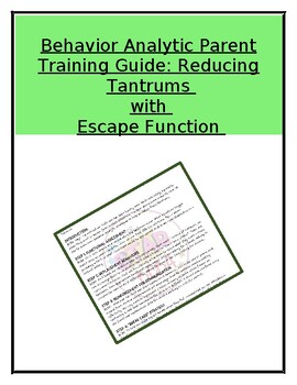 Preview of BCBA| Parent Training Guide| Tantrum| Behavior plan| ASD| ABA supports